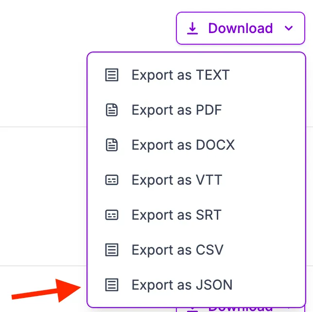 Transcription download button